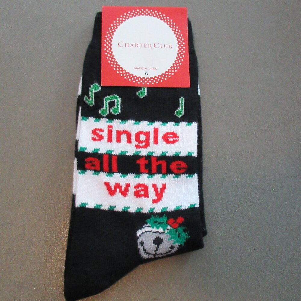Charter Club Women's Single All The Way Crew Socks, 1 Pair, Black, One Size
